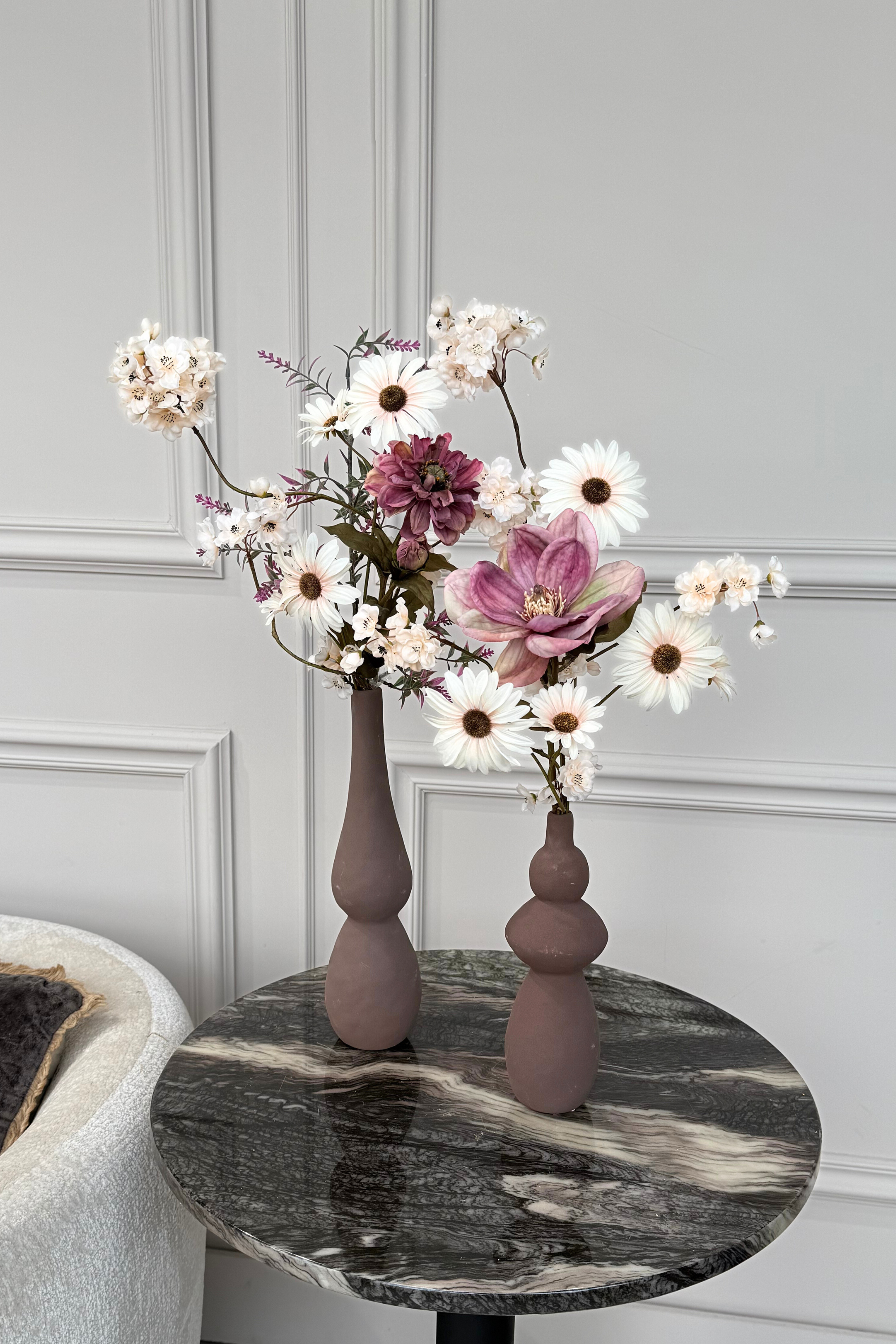 Zijdenboeket set Serenity - incl vaas - Kunstbloemen boeket - zijden bloemen