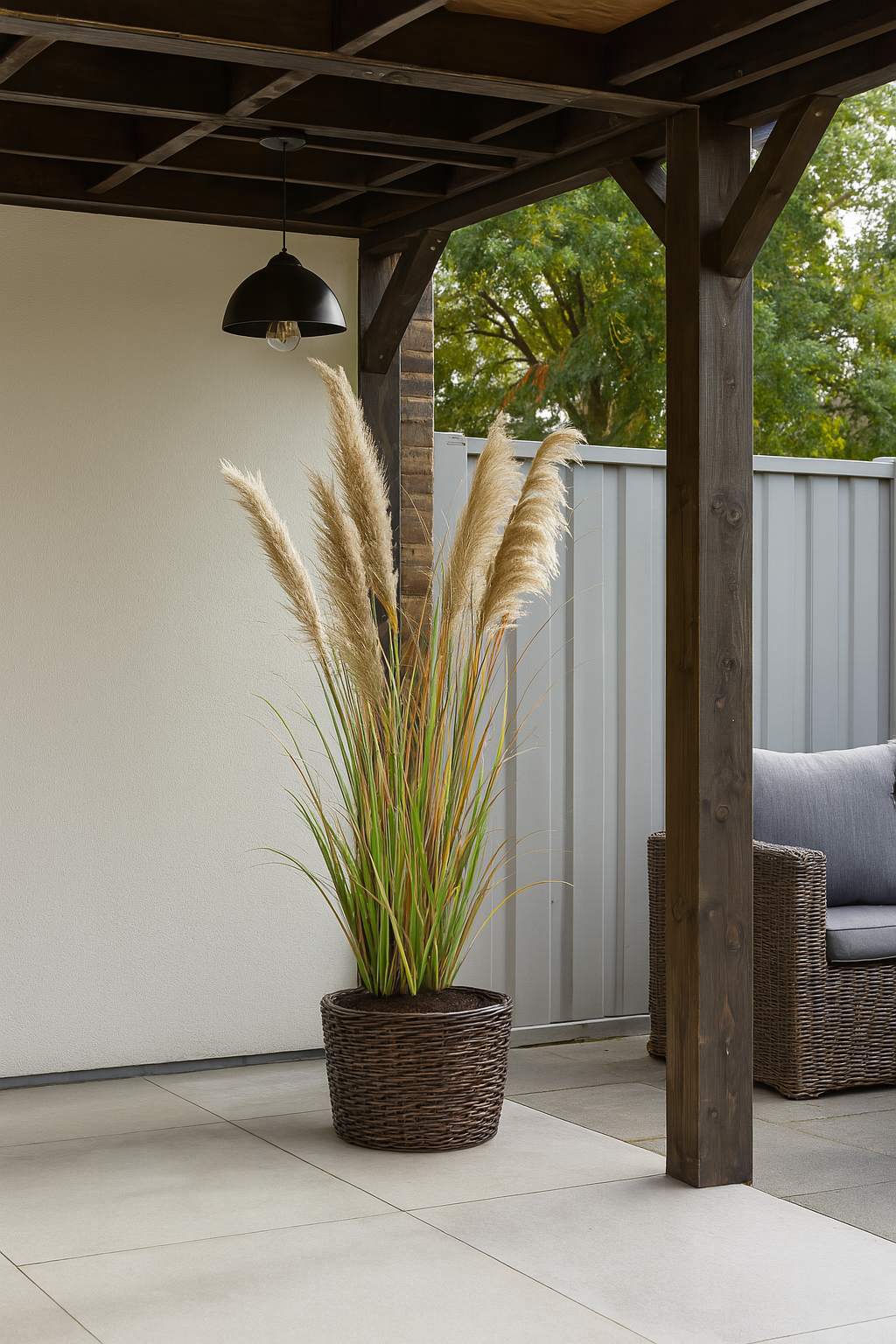 Pampas Grass 13 Heads In Pot Pvc Green/Orange Large