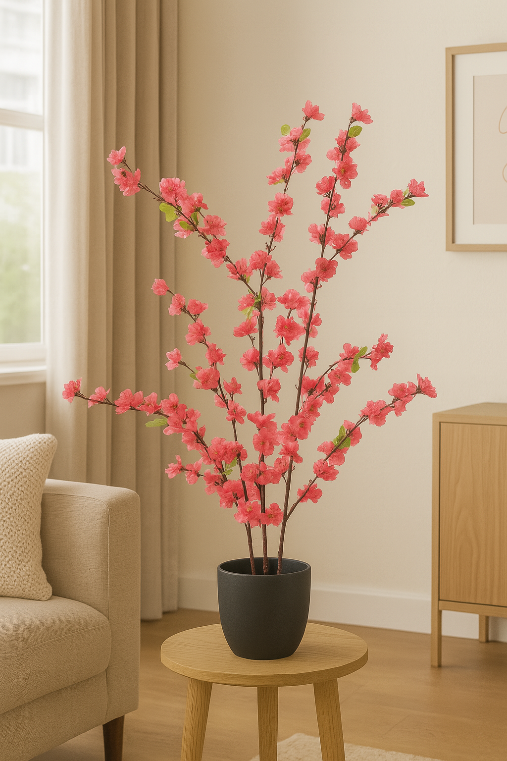 Red Peach Blossom Pot Artificial Red