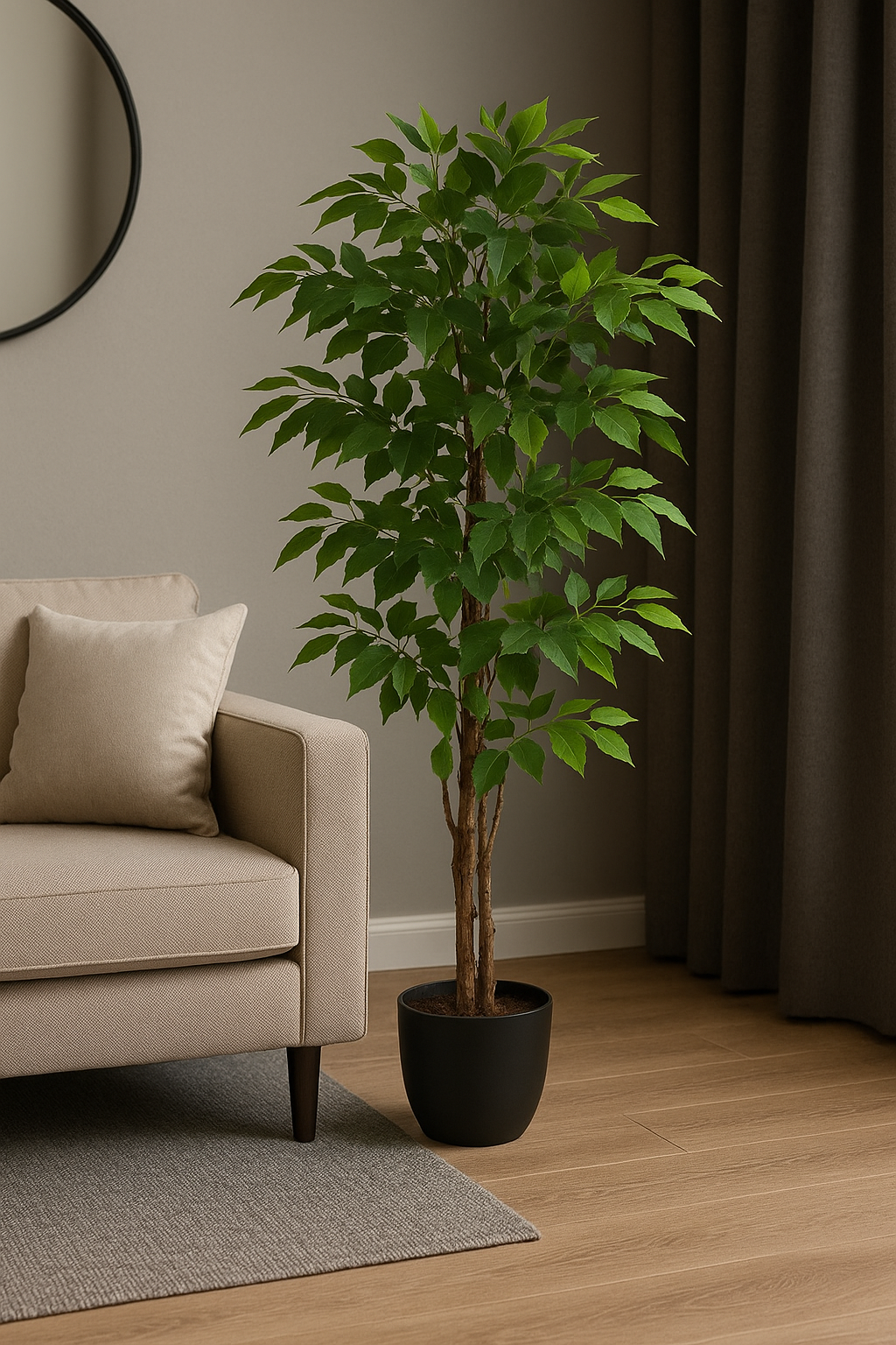 Ficus Tree Pot Artificial Bright Green