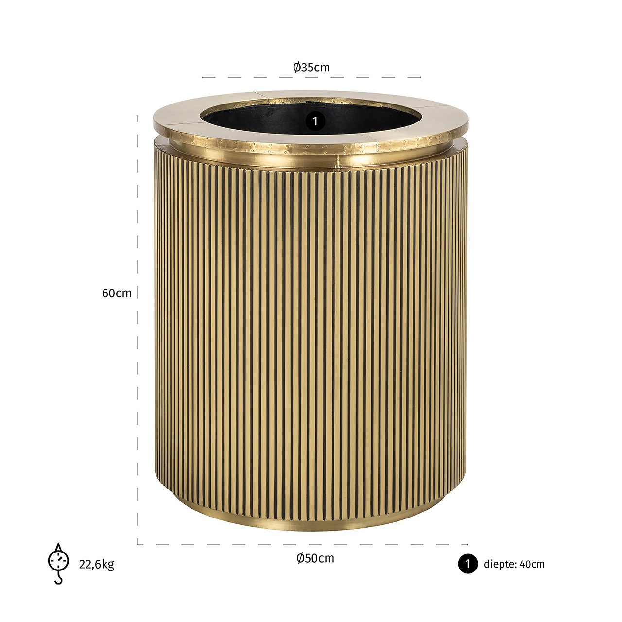 Plantenbak Ironville 50Ø (Brushed Gold)