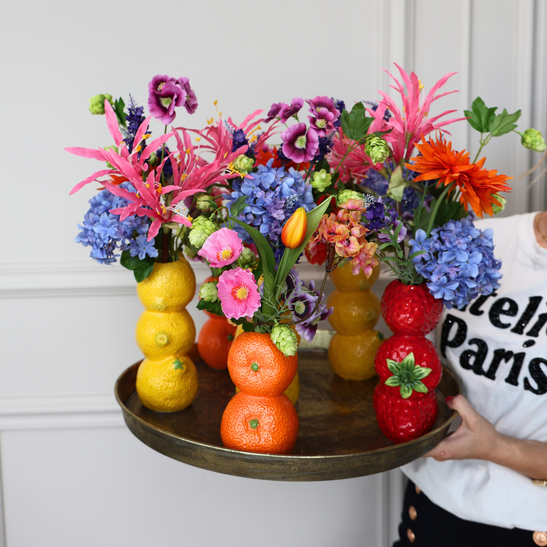Milou zijdenboeket Fruitmix - inclusief vaas