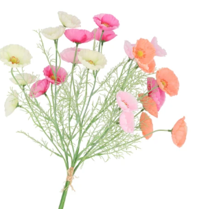 Silk poppy mix bouquet pastel 60cm - 4 tak
