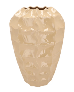 LIMA BEIGE VASE LONG CARVE - 2 maten - Luxe zijden bloemen boeket - Kunstbloemen van Sharon Flowers
