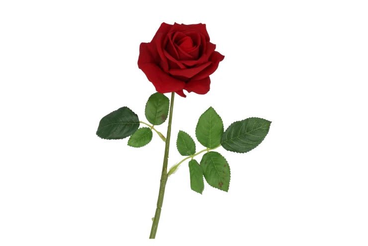 Silk rose real touch open red 43cm - Luxe zijden bloemen boeket - Kunstbloemen van Sharon Flowers