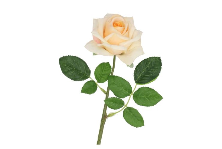Silk rose real touch open yellow 43cm - Luxe zijden bloemen boeket - Kunstbloemen van Sharon Flowers