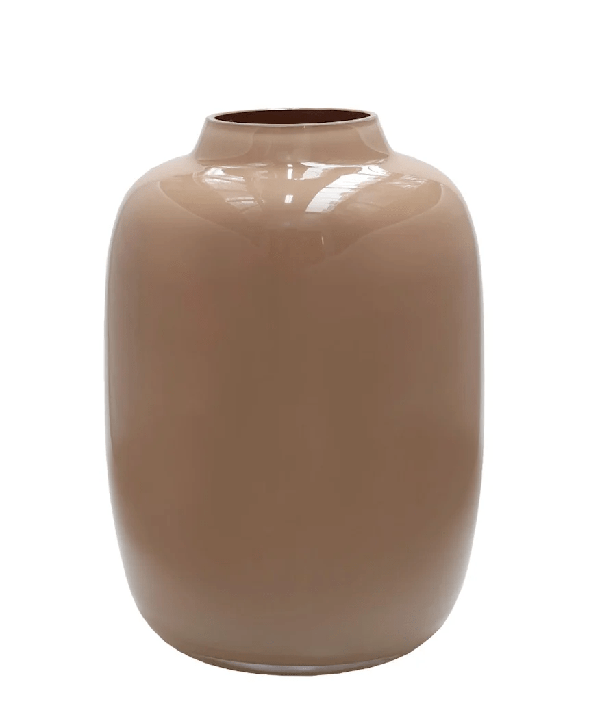 Vaas - Sand glanzend bruin - glas - Luxe zijden bloemen boeket - Kunstbloemen van Sharon Flowers