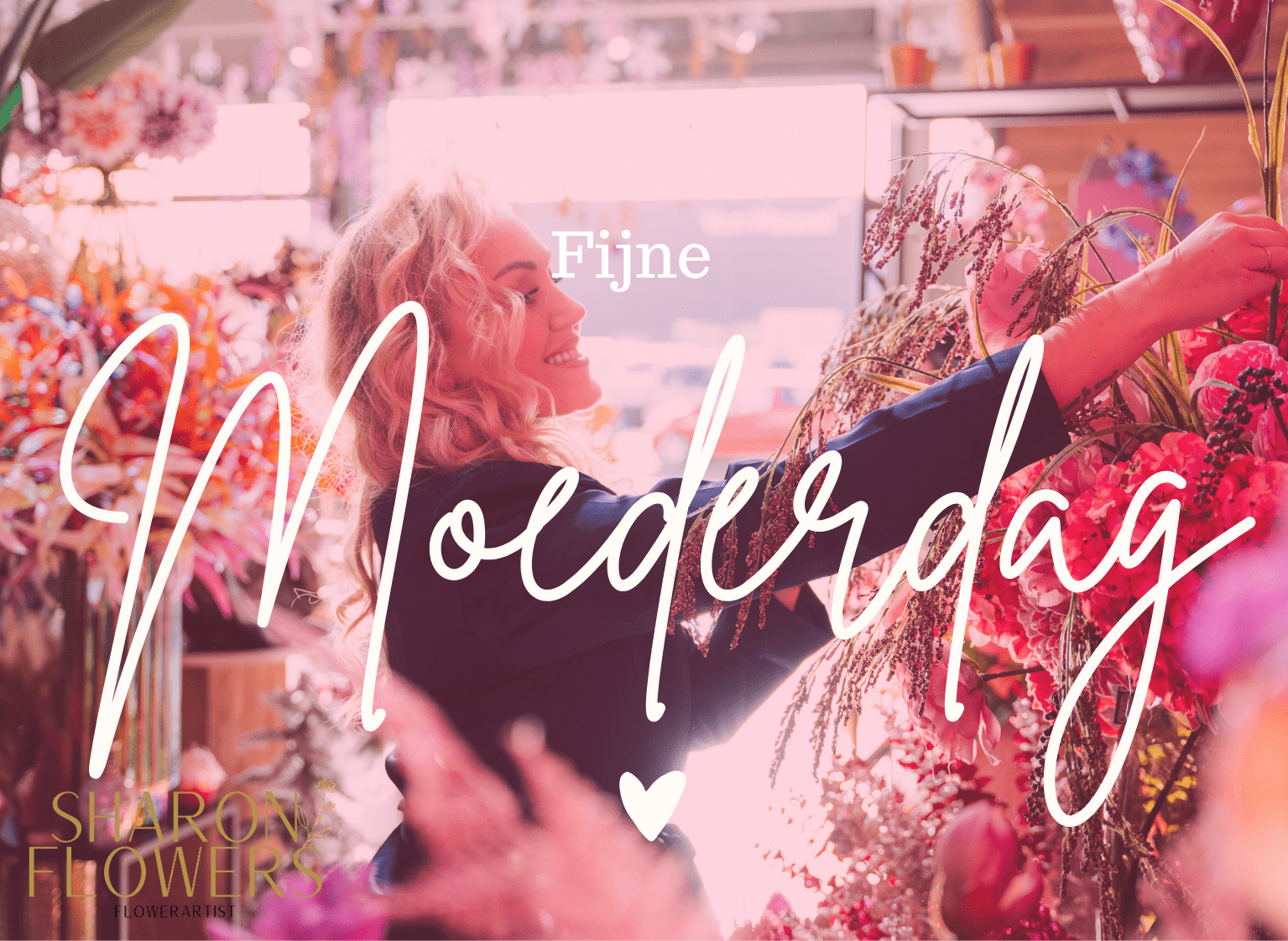 Wenskaartje Sharon Flowers - Luxe zijden bloemen boeket - Kunstbloemen van Sharon Flowers