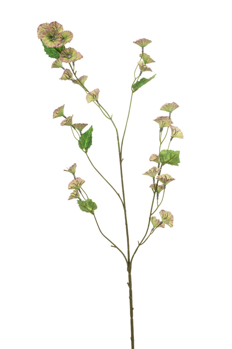 Losse zijden bloem Hibiscus groen/paars 100 cm
