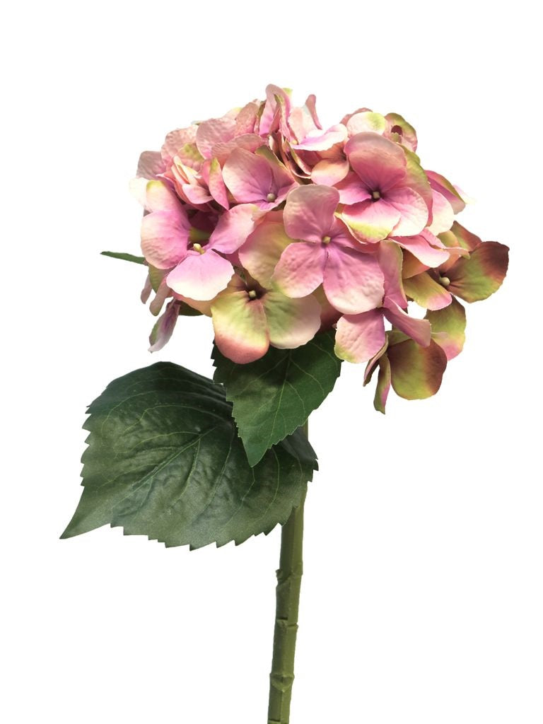 Hortensia 48 cm zijdenbloem kunstbloem donkerroze