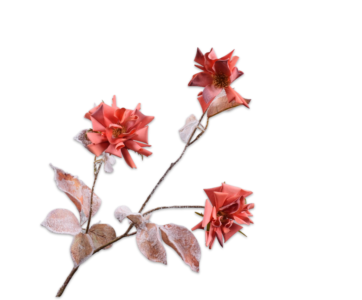ROOS TAK M/SNW ORANJE 81 cm - Zijden bloem - Kunst bloem -duurzaam