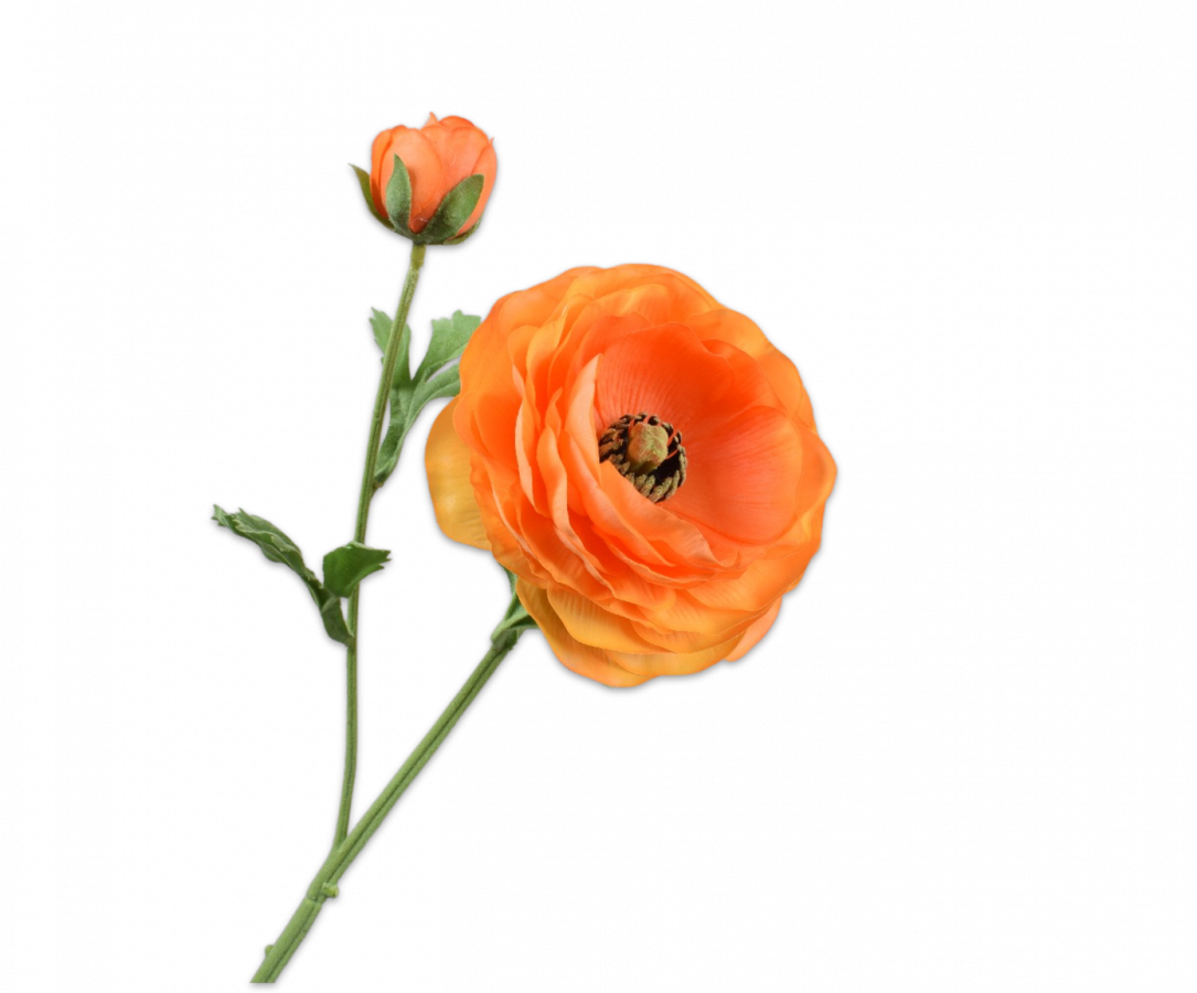 RANONKEL ORANJE 63 cm- real touch - Zijden bloem - Kunst bloem -duurzaam