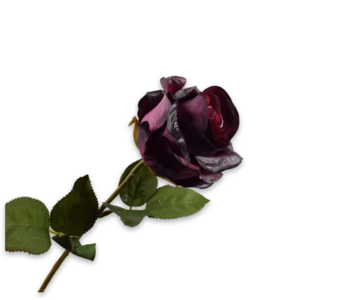 Losse zijden bloem Roos bordeaux real touch 57 cm