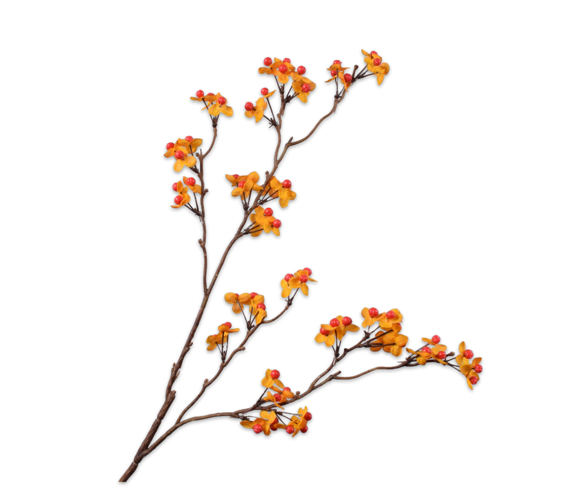 Losse zijden bloem Kardinaalsmuts oranje/geel 63 cm