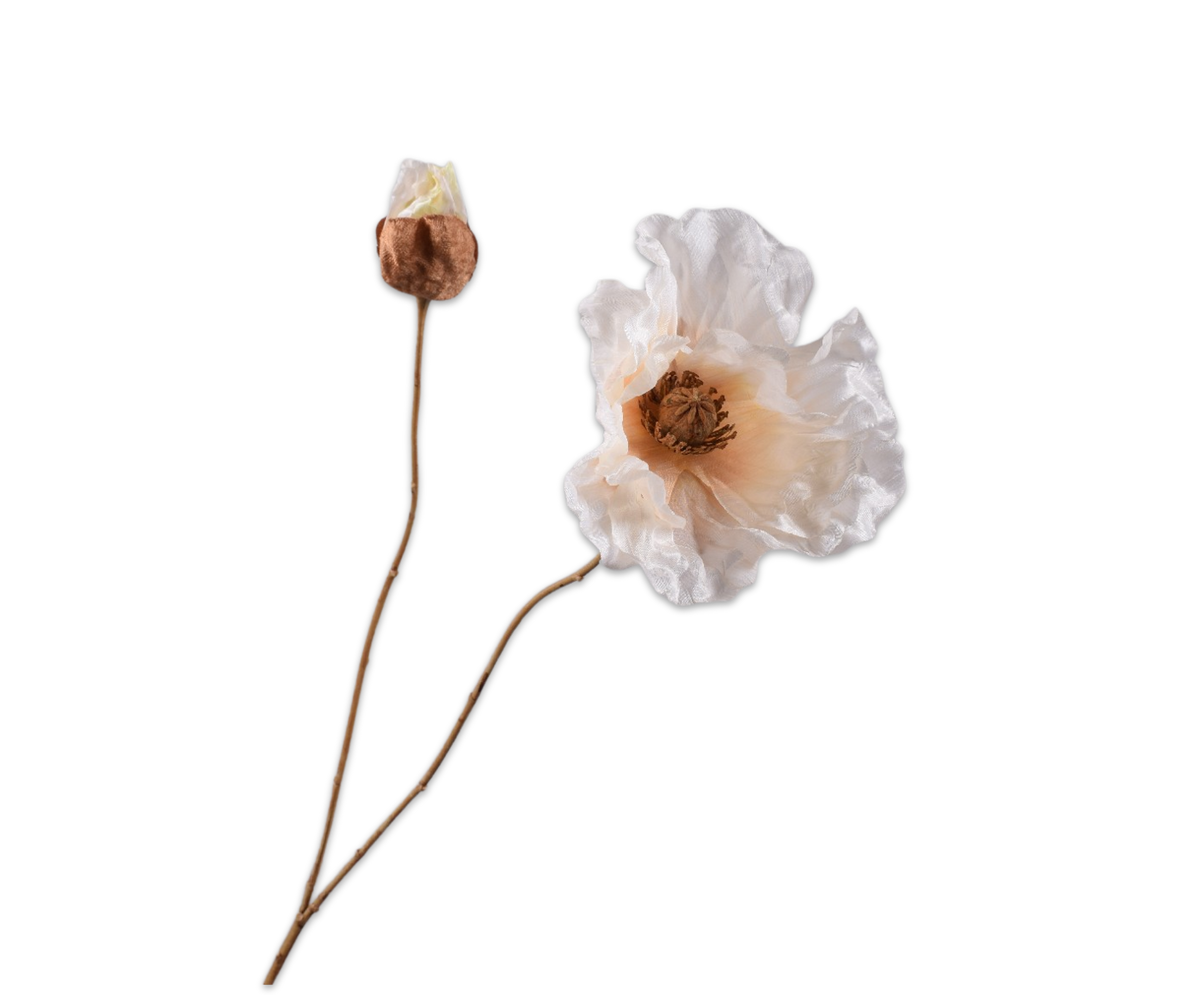 Losse zijden bloem Klaproos crème 82 cm