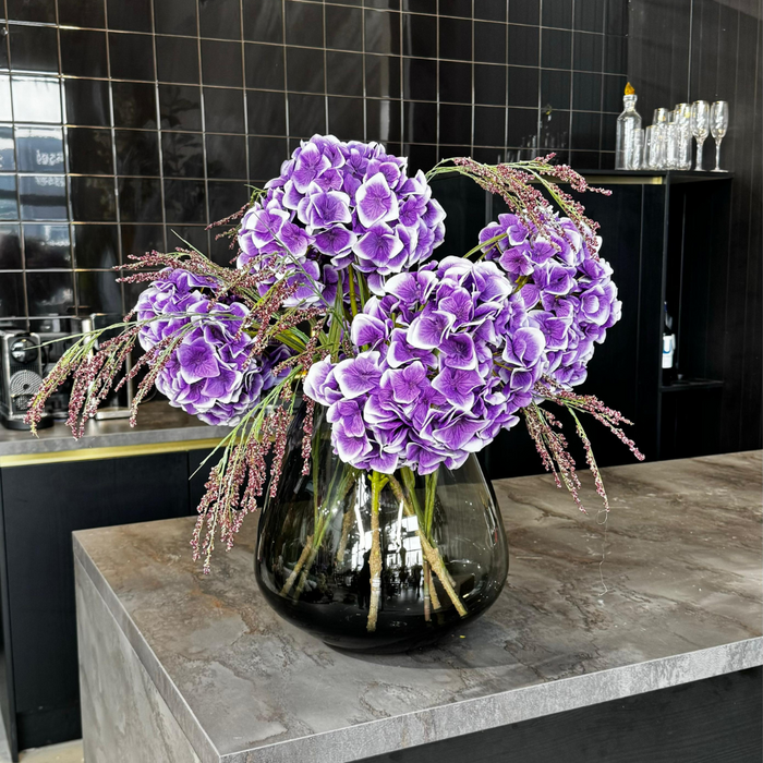 Zijden hortensia boeket paars