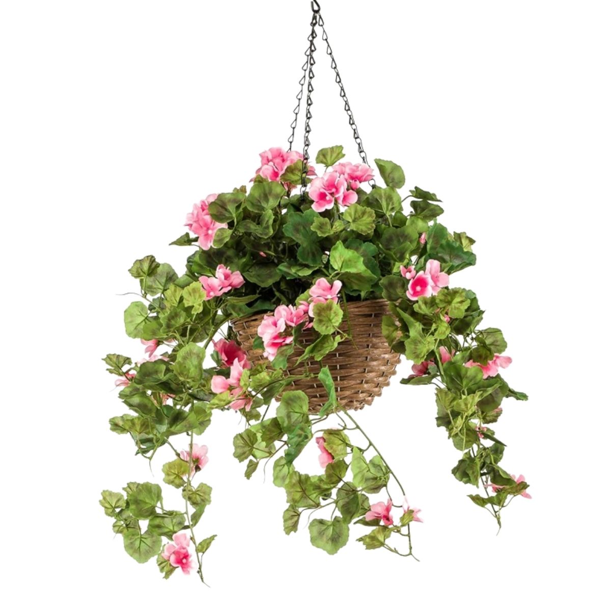 Geranium zijden hangplant roze 70cm