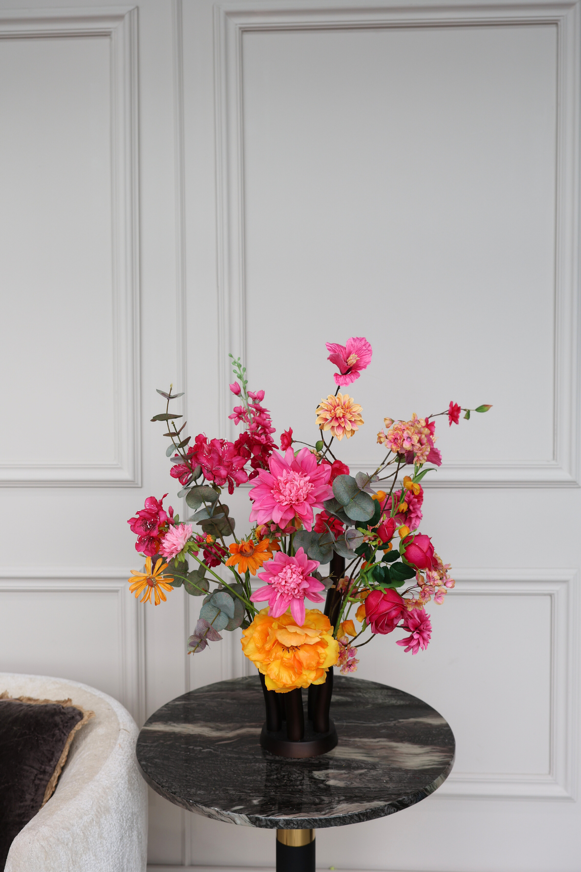 Zijdenboeket  La vie - incl vaas - Kunstbloemen boeket - zijden bloemen
