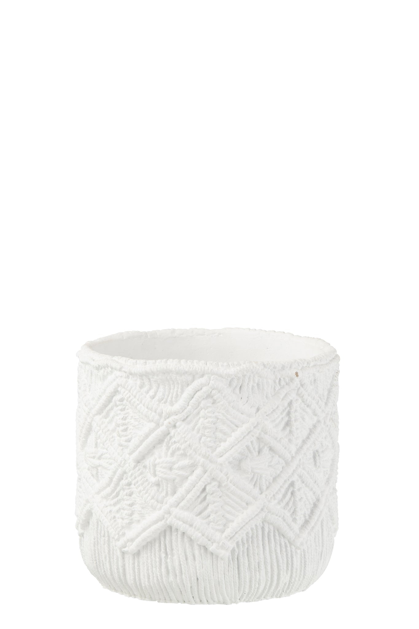 Flowerpot Checkered Cement White Medium