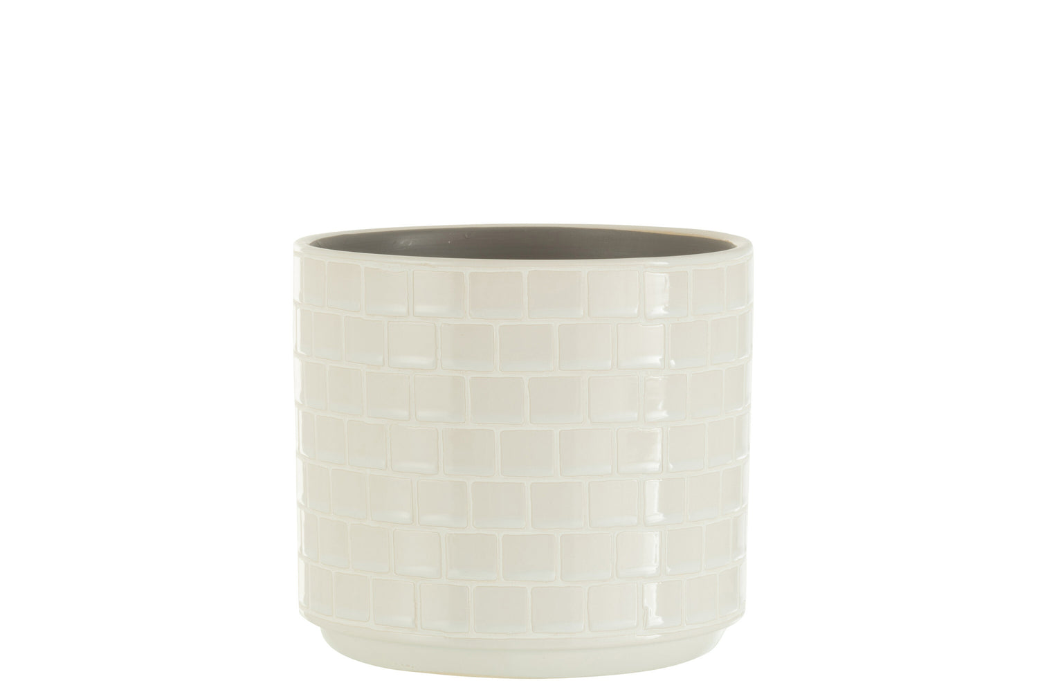 Flowerpot Shiny Square Ceramic White Large