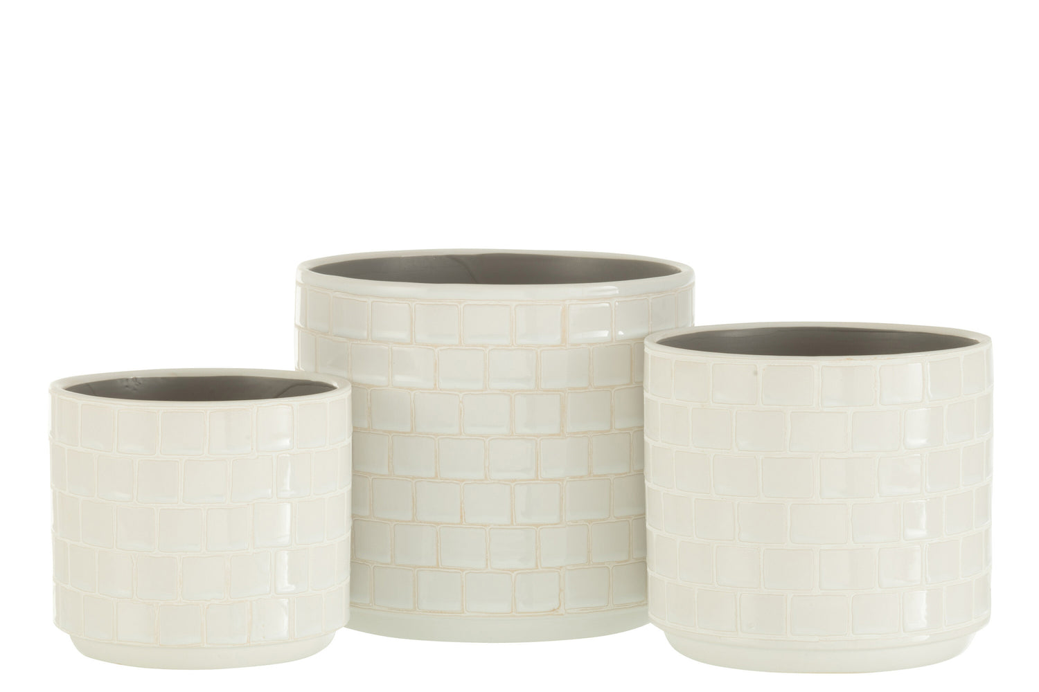Flowerpot Shiny Square Ceramic White Large