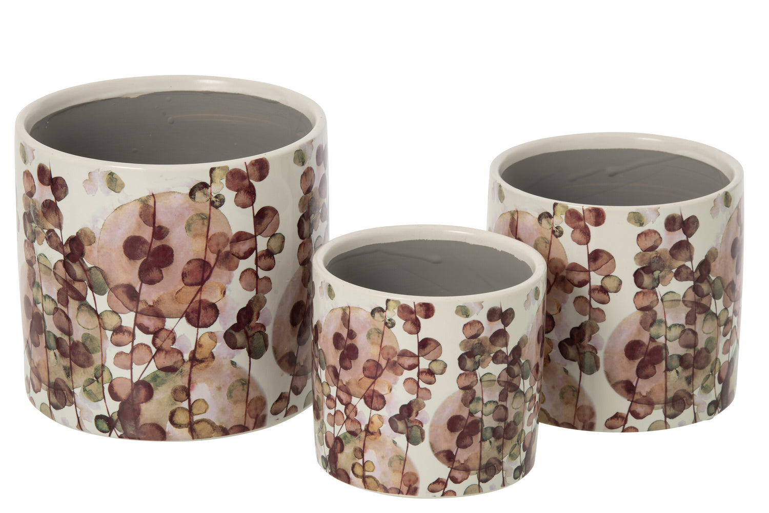 Flowerpot Ceramic Dark Red/White Large