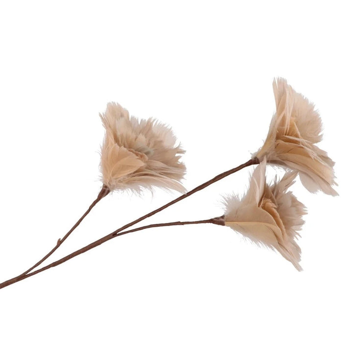 Silk feather flower sand 3 op steel 80cm - Zijden bloem - Kunst bloem -duurzaam