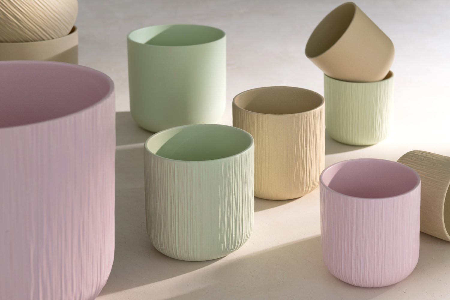 Flowerpot Gen Ceramic Pistache Extra Large Assortment Of 2