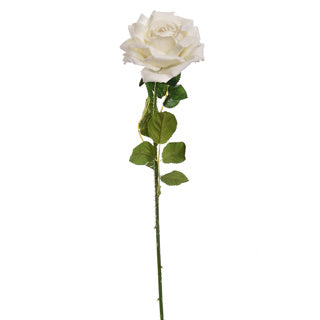 Velvet open rose 52 cm wit - Zijden bloem - Kunst bloem -duurzaam