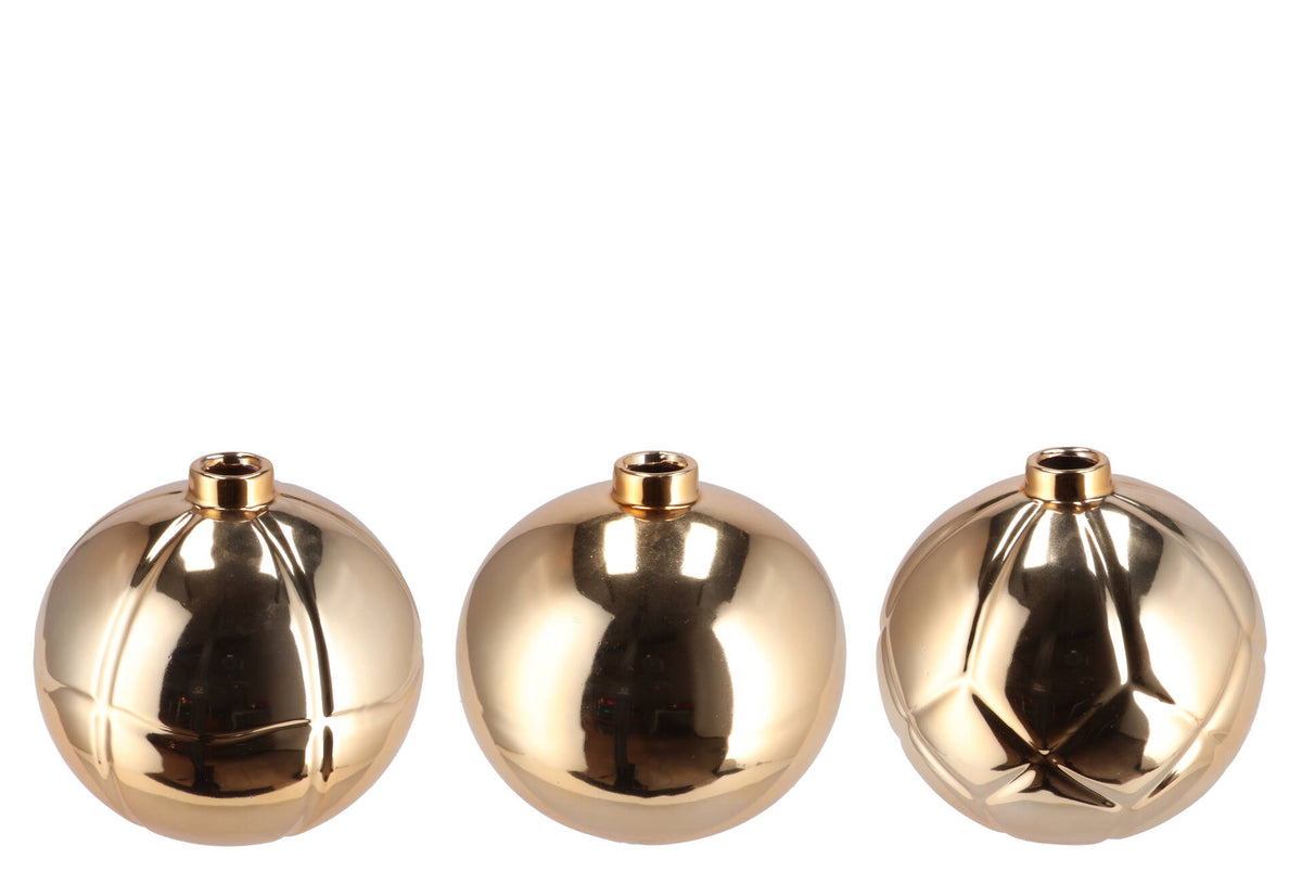Kerstbal goud met vaasje assorti 19 × 19 × 17 cm