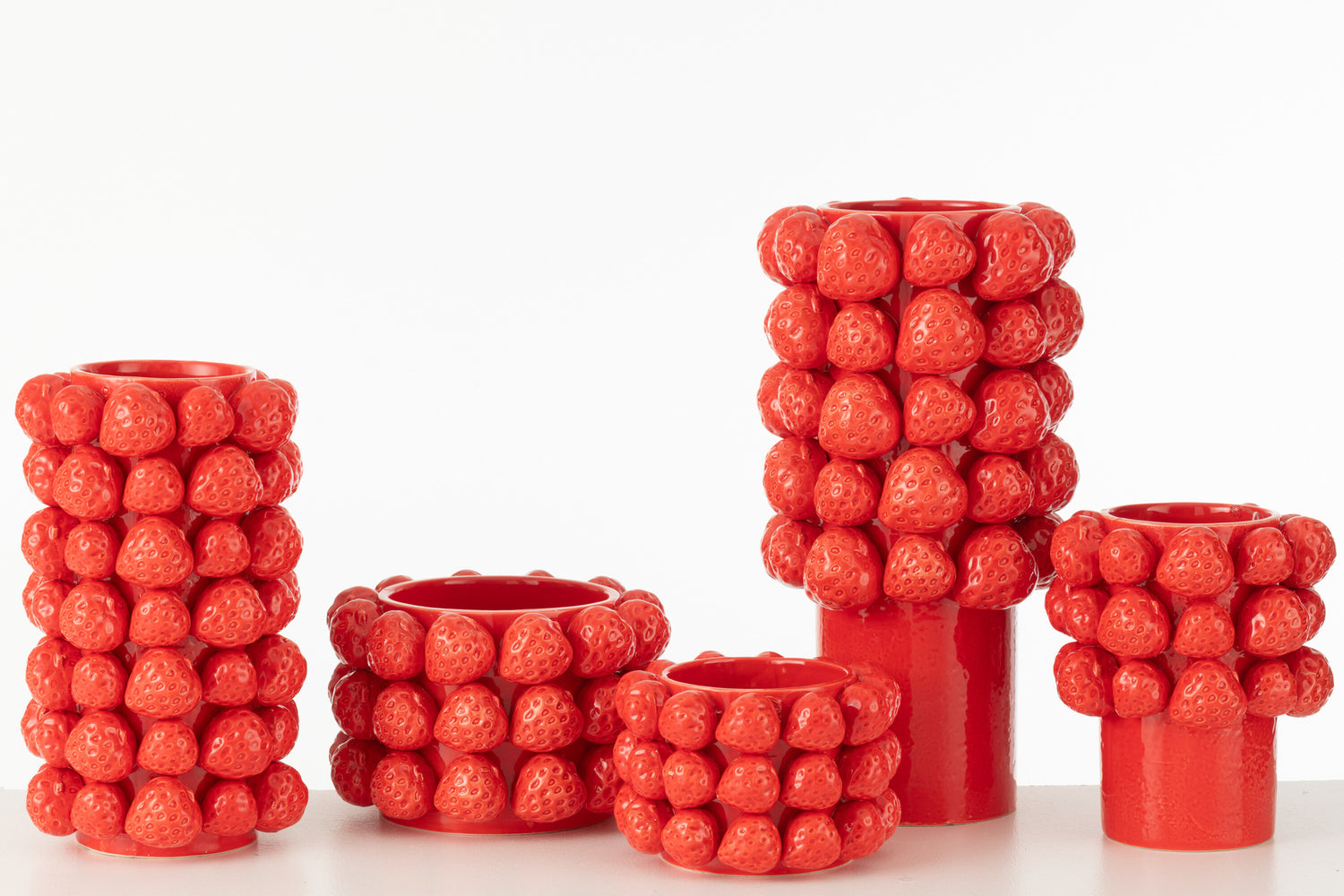Flowerpot Strawberries Ceramic Red Medium