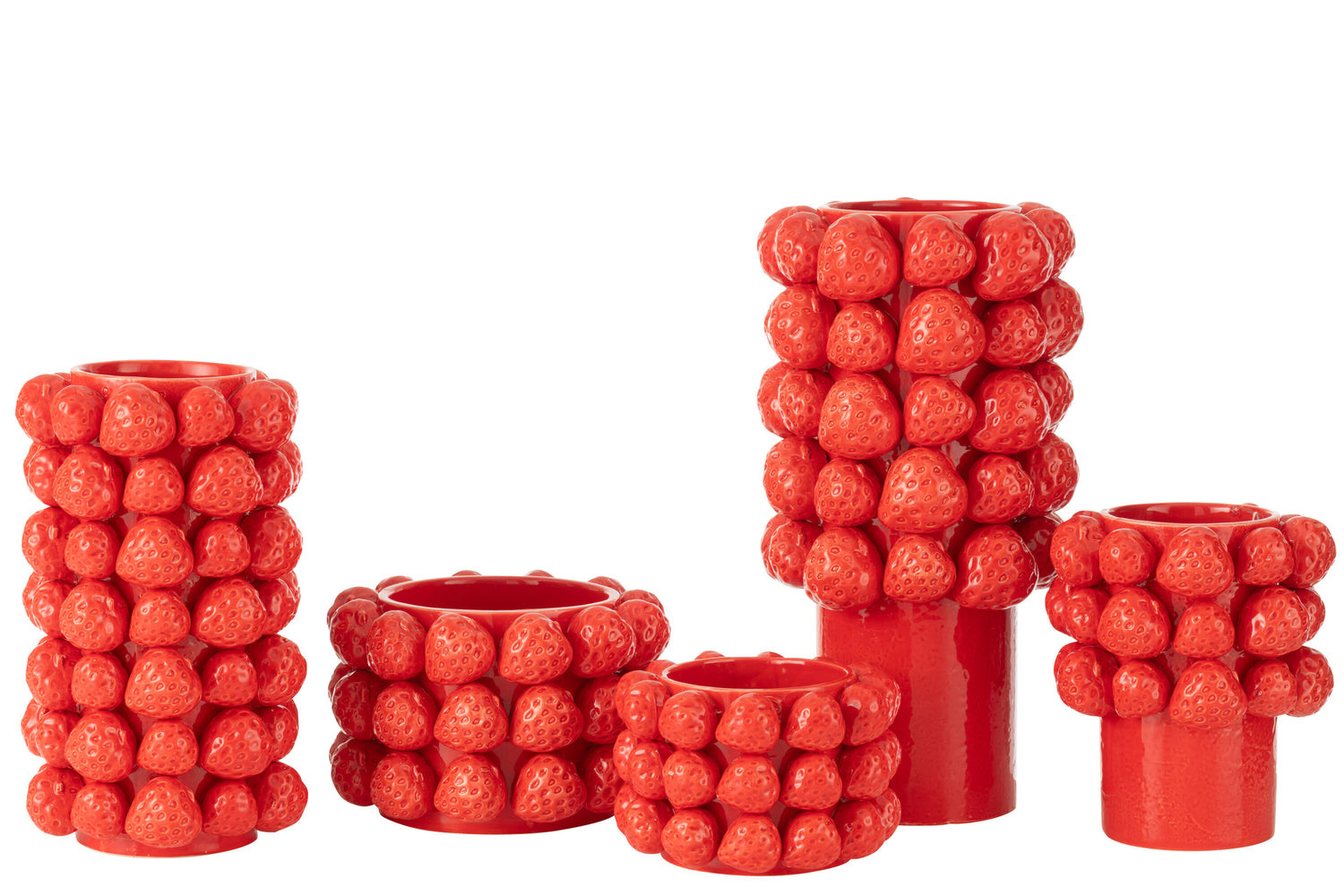 Vase Strawberries Ceramic Red Large