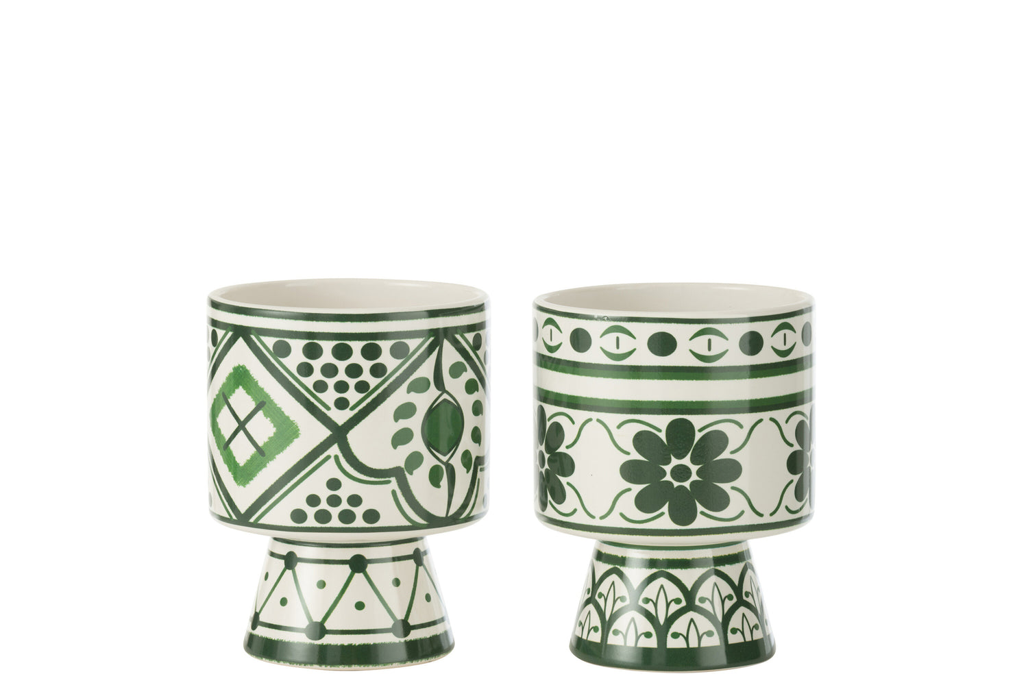 Flowerpot Rhodes  Ceramic Green Medium Assortment Of 2