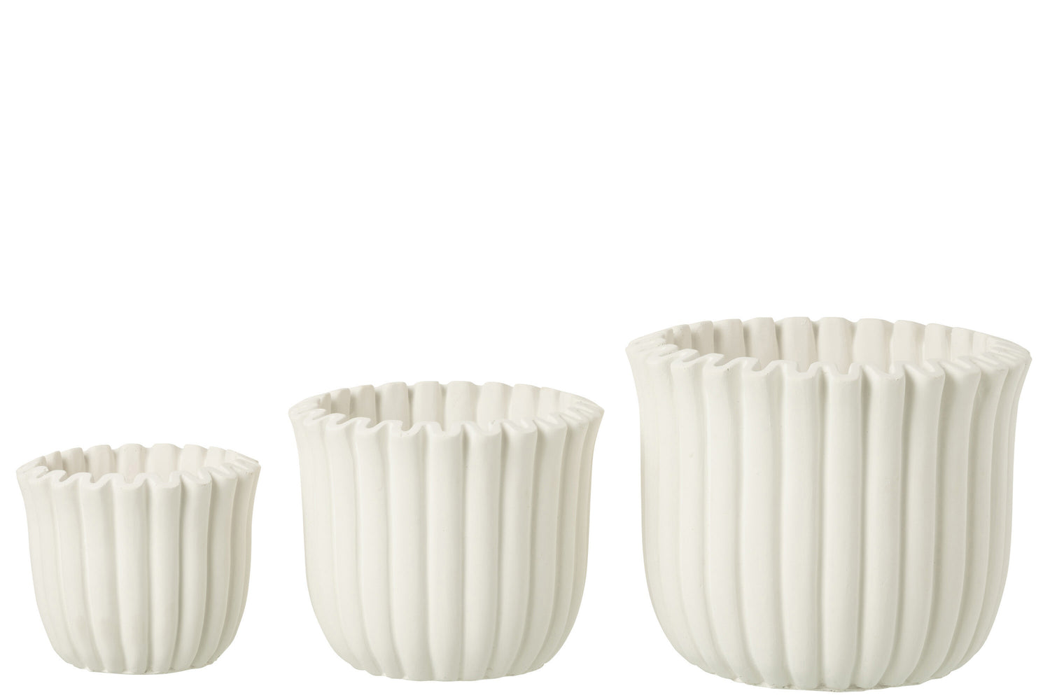 Flowerpot Ribbed Cement White Large