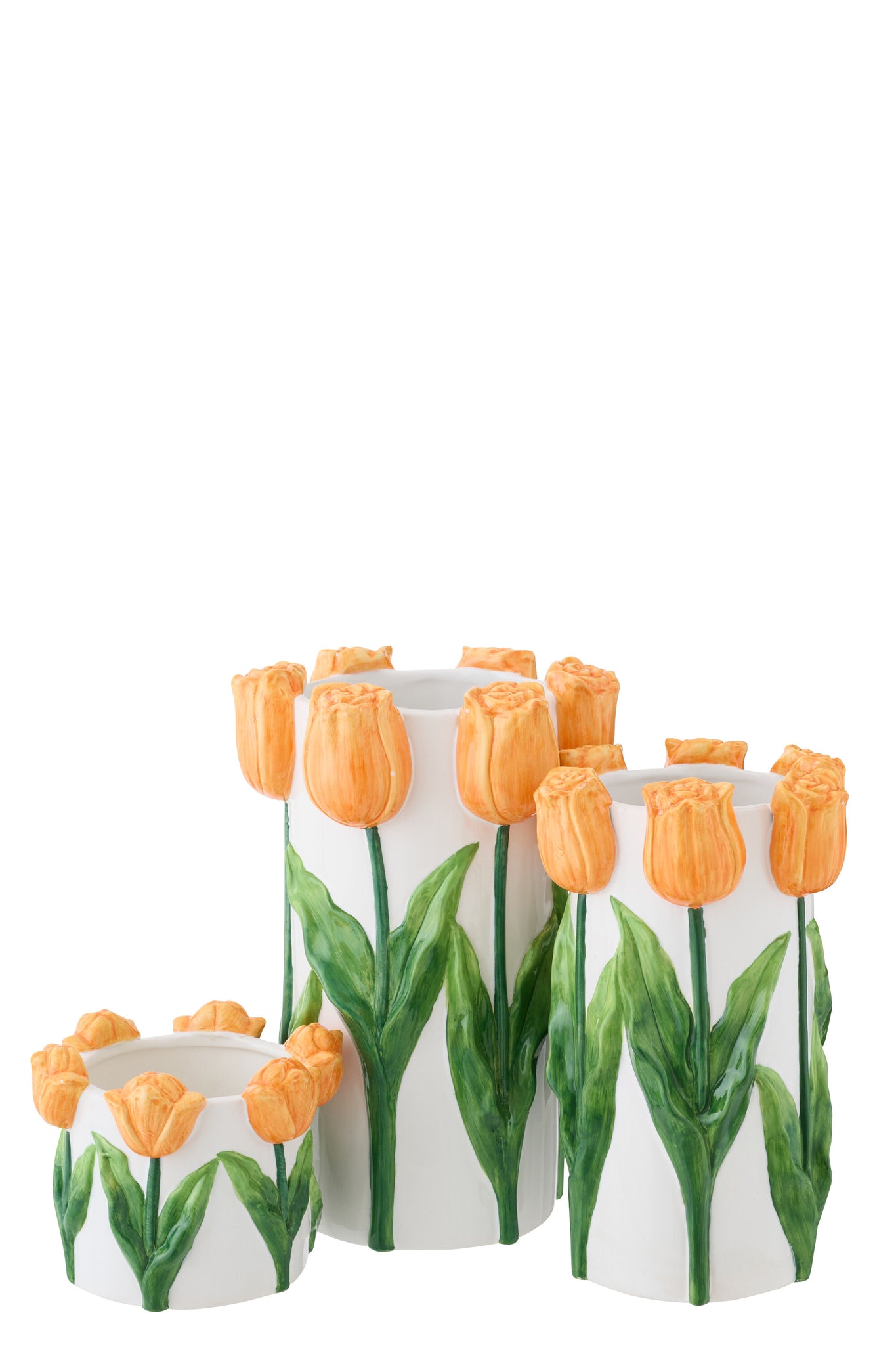 Vase Tulip Ceramic White/Orange Large