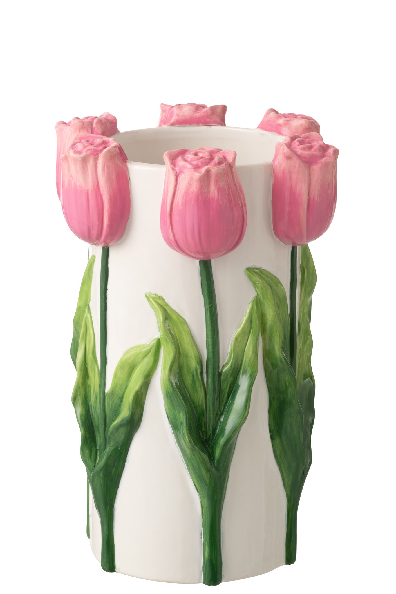 Vase Tulip Ceramic White/Light Pink Large