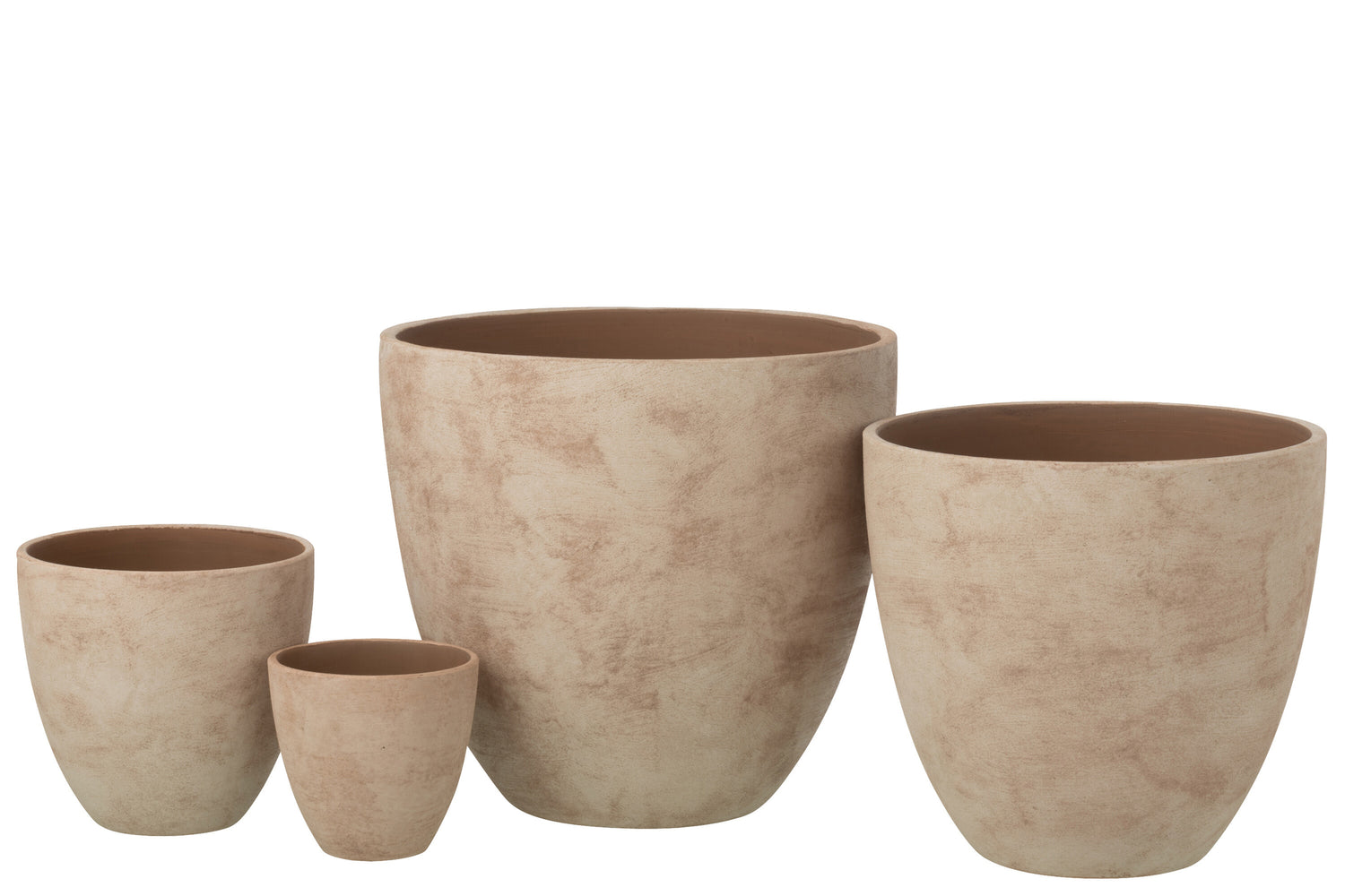 Flowerpot Round Pottery Light Beige Extra Large