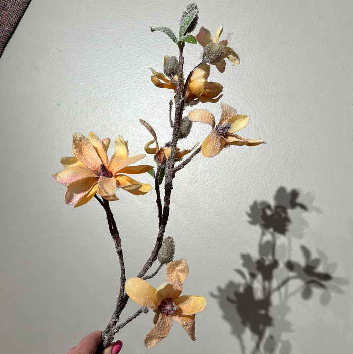 Hibiscus oranje sneeuw 70 cm groen - Zijden bloem - Kunst bloem -duurzaam