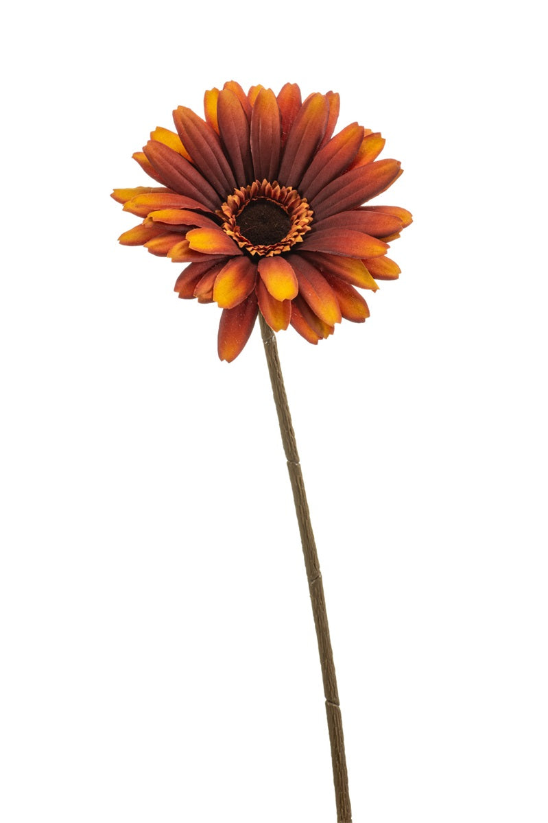 Losse zijden bloem Gerbera donkeroranje 58 cm
