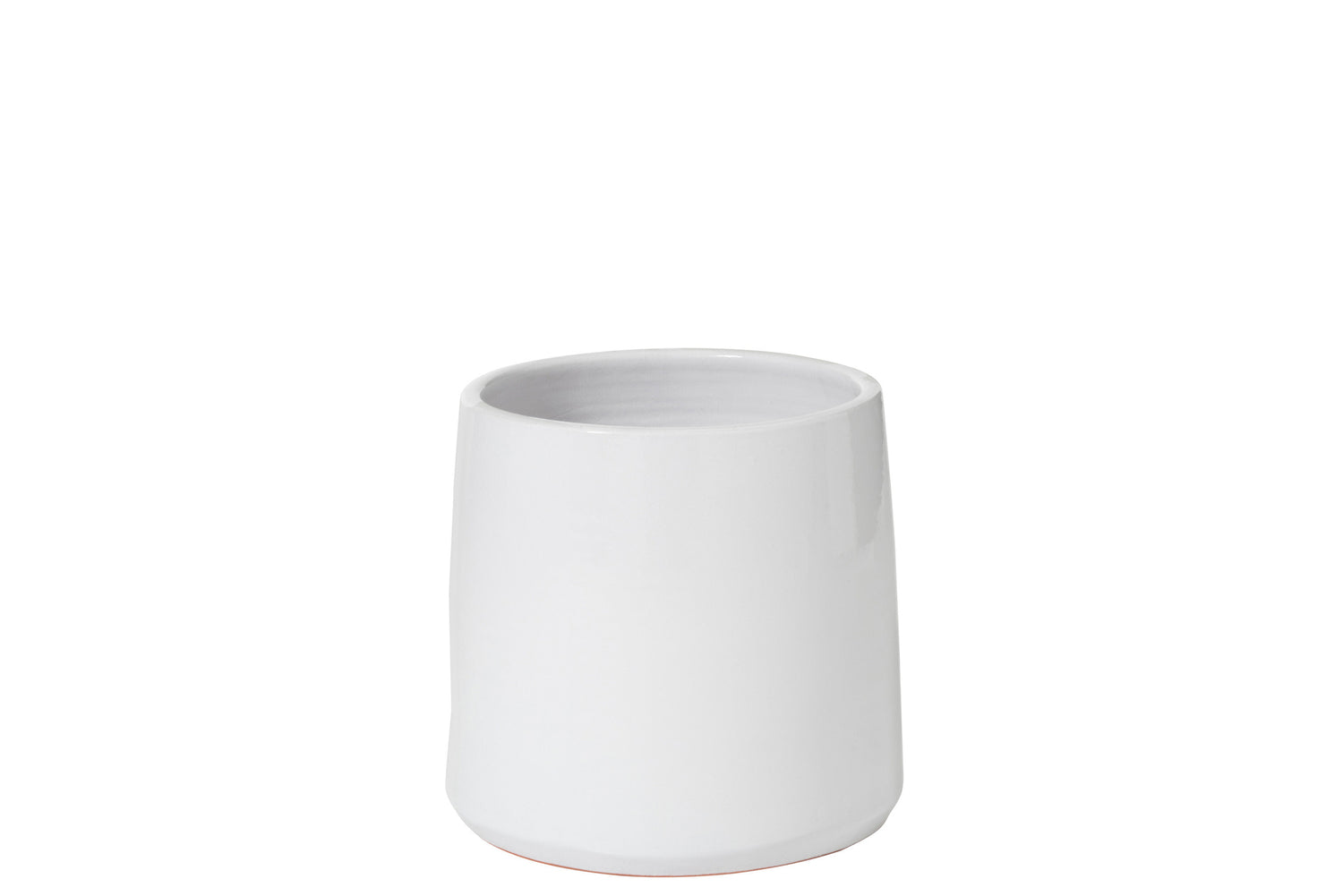 Flower Pot Round Ceramic White Medium