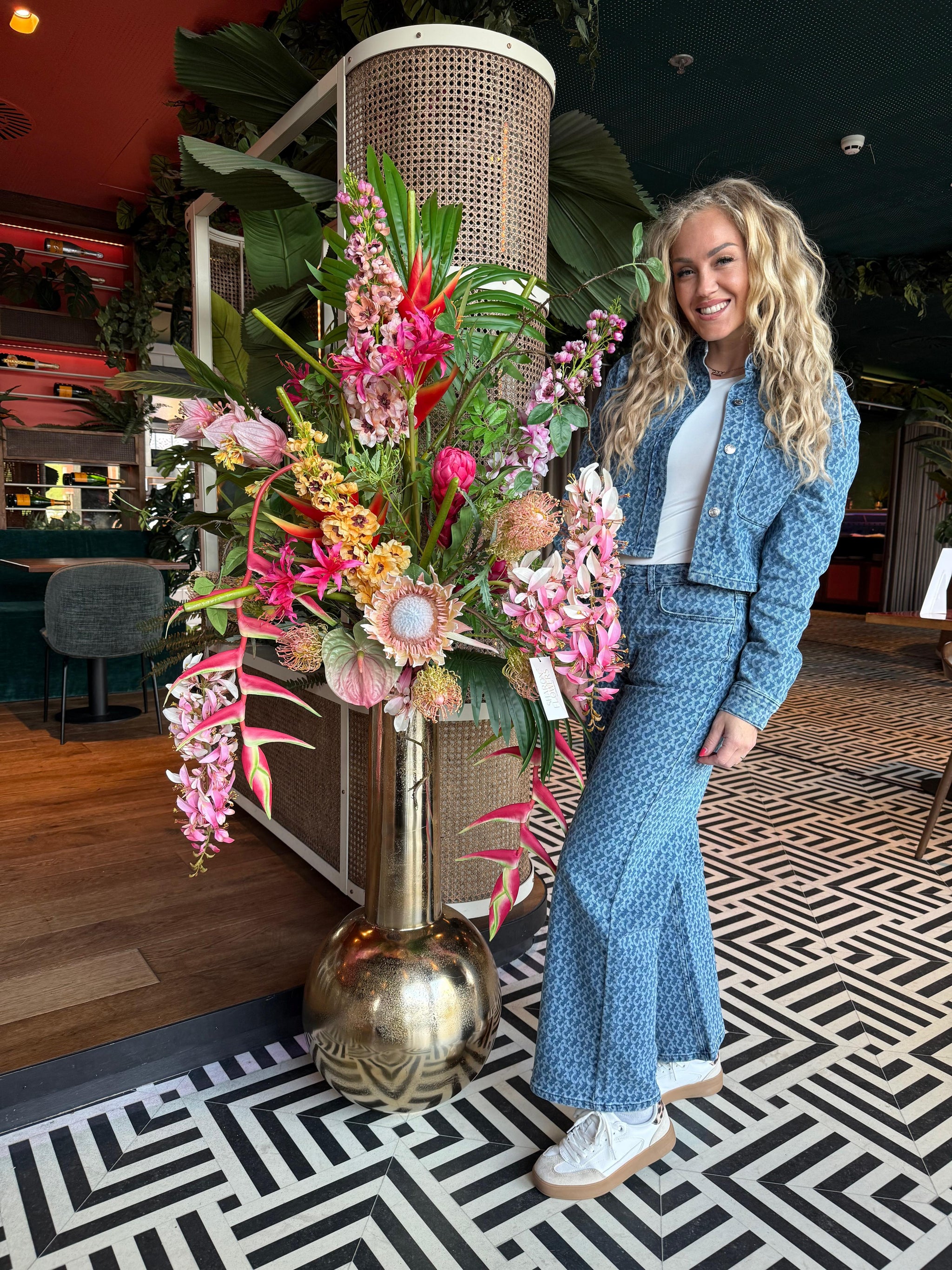 Zijdenboeket Tropical - Kunstbloemen boeket - zijden bloemen