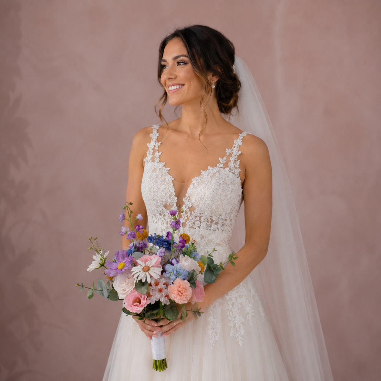 💍 Wildflower Romance-  bruidsboeket van kunstbloemen