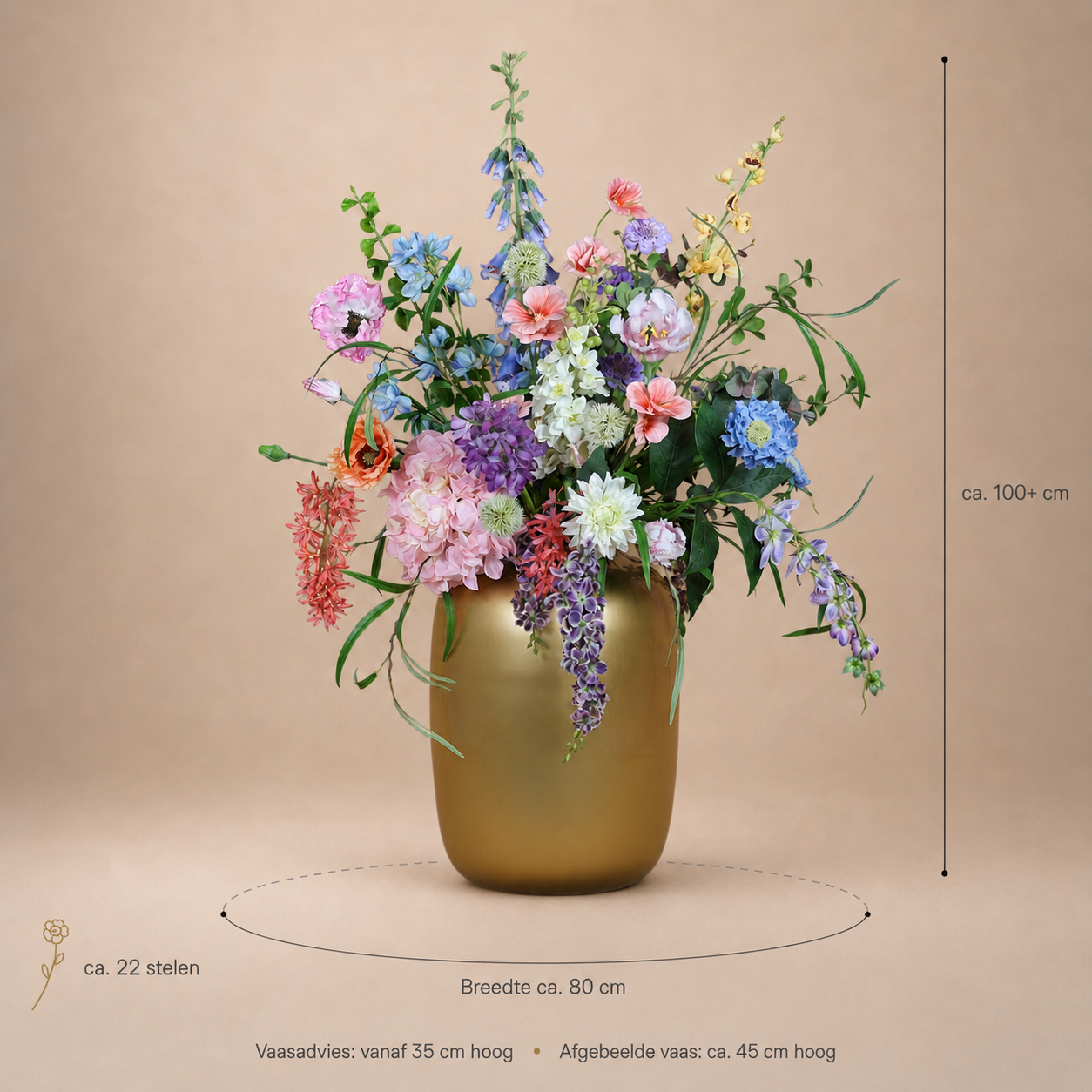 Zijden boeket Luxueus Pastel – XL