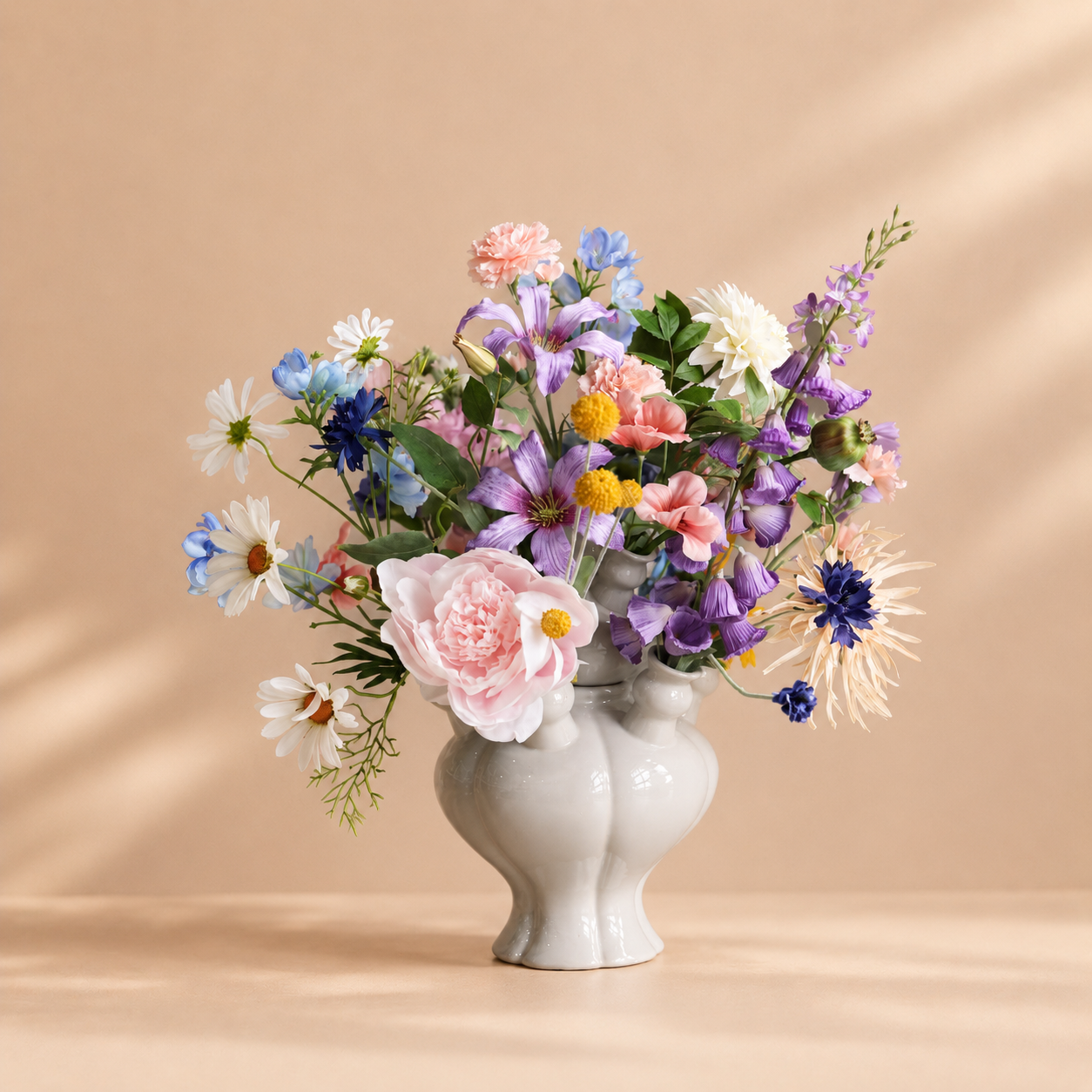 Zijdenboeket Pastel Bloom – incl. Adam Toetervaas - M