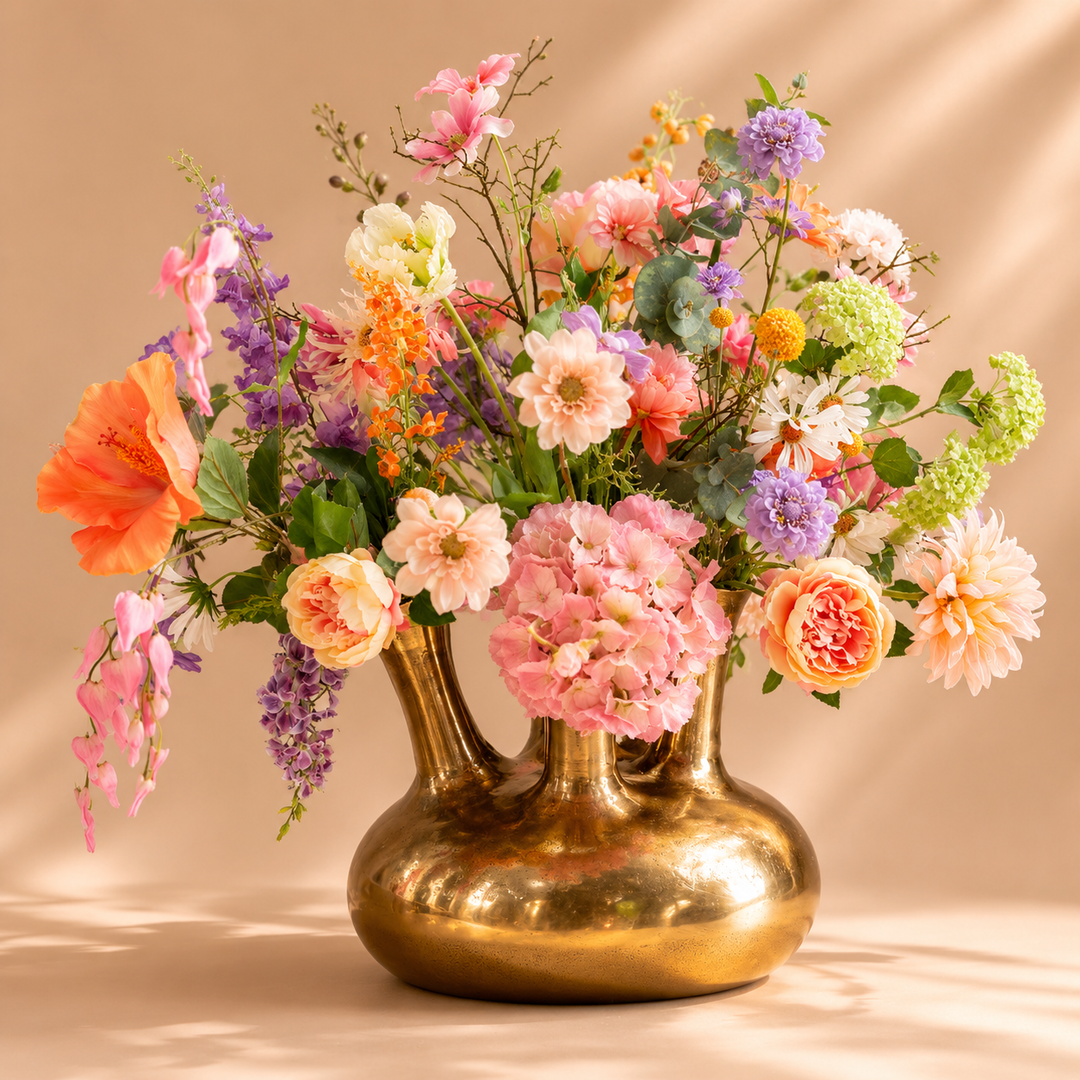 Zijdenboeket Pastel Garden – incl. Toetervaas - L