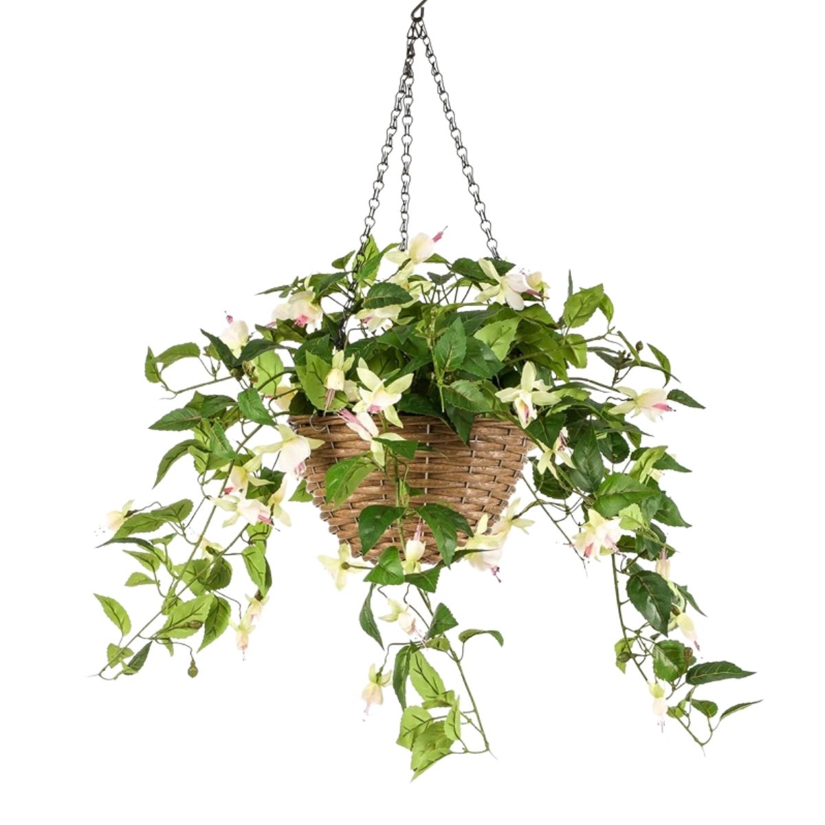 Fuchsia zijden hangplant crème/roze 70cm