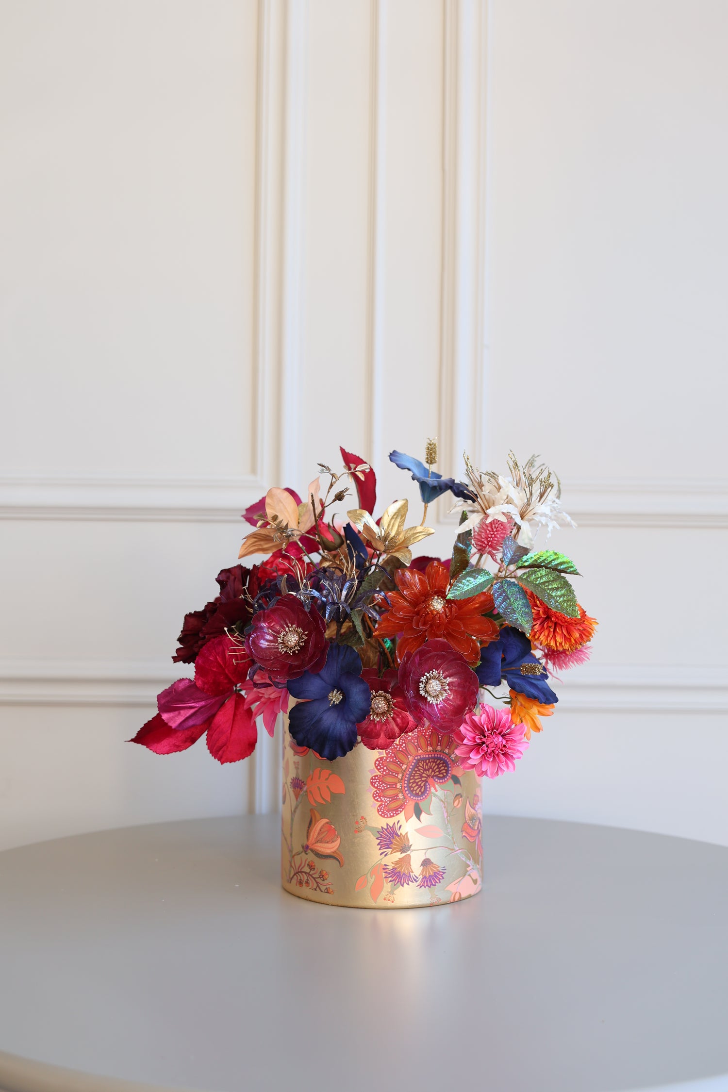 Zijdenboeket - Midnight incl golden magic vaas