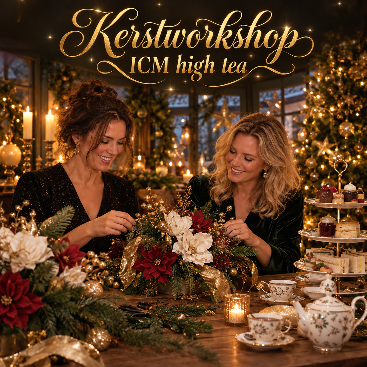 high tea en zijden bloemen workshop