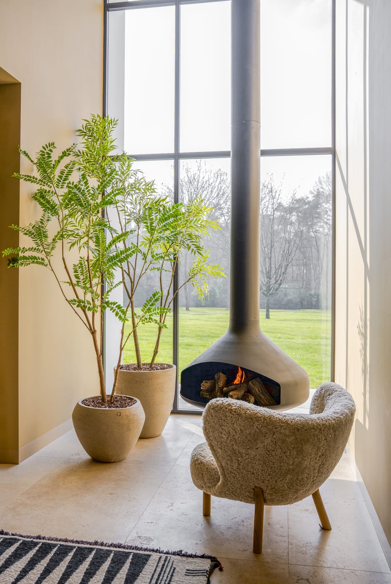 Luxe kunst Mimosa boom - 210cm - grote kunstplant 