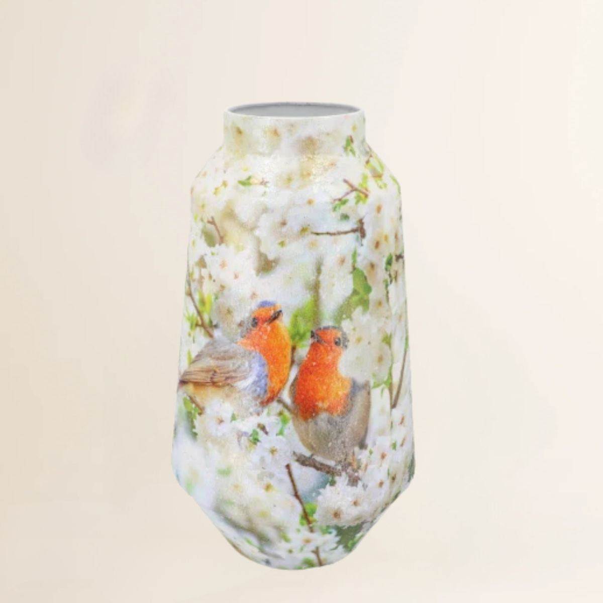 April offwhite ijzeren vogelvaas 26x26x46 cm